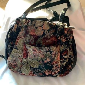 Black tapestry shoulder bag